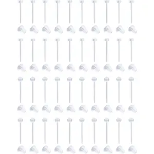 Clear Nose Rings & Studs - Plastic Nose  Retainers - 16g, 18g, 20g - Clear Cartilage Earrings & Lip  Retainer