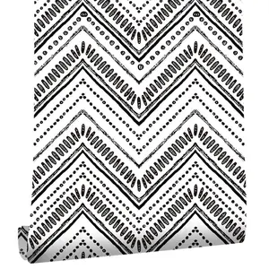 Geometric Wave Pattern Wallpaper, Self-Adhesive Moisture-Proof PVC Wallcovering, Perfect for Bathroom, Bedroom TV Walls, Furniture Renovation, Home Decor