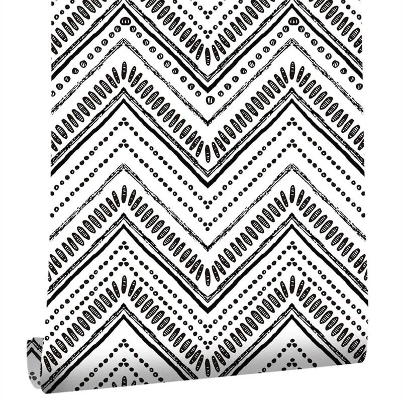 Geometric Wave Pattern Wallpaper, Self-Adhesive Moisture-Proof PVC Wallcovering, Perfect for Bathroom, Bedroom TV Walls, Furniture Renovation, Home Decor