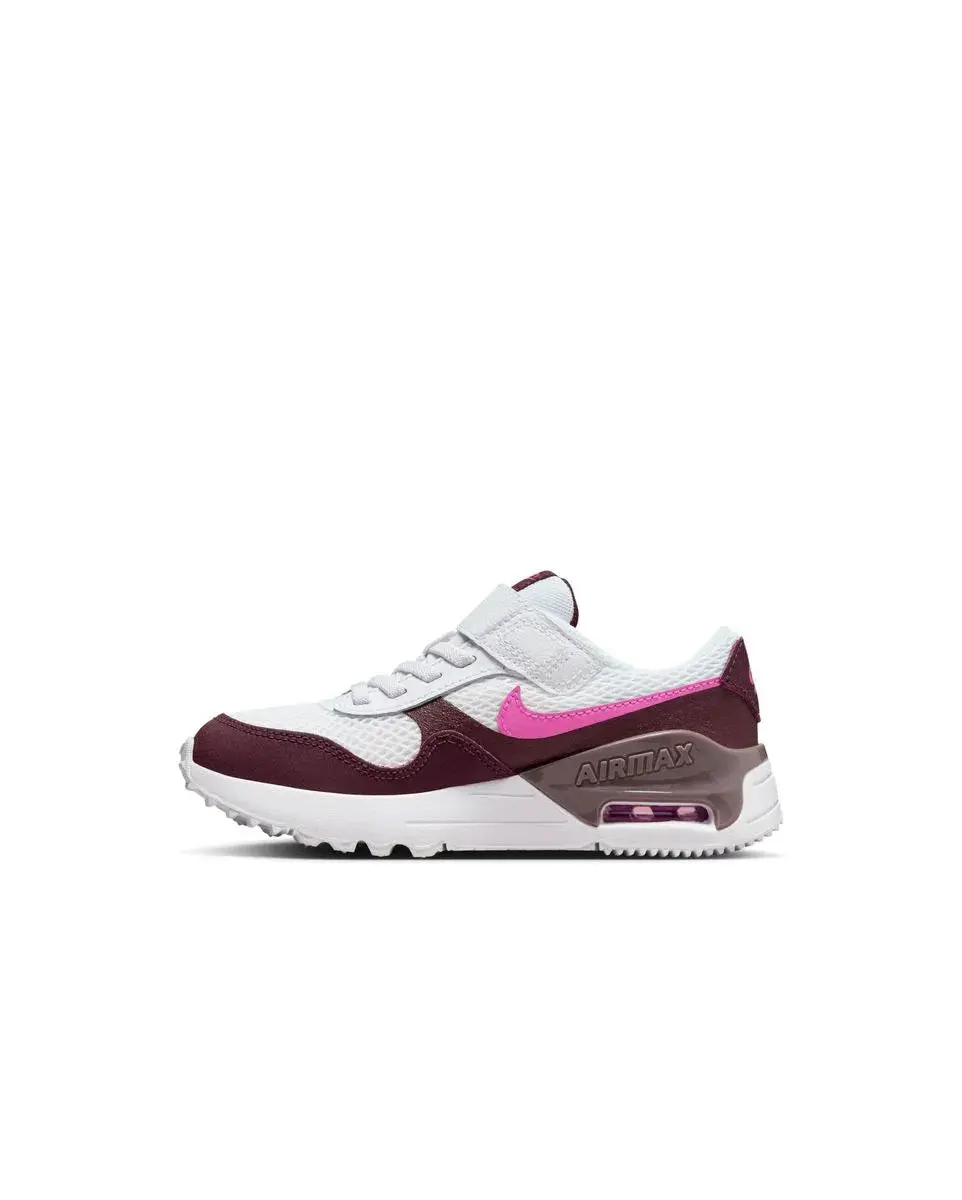 NIKE Air Max SYSTM Kids' Athletic Shoe, Toddler and Preschool Sneaker in White, Burgundy Crush, and Pink, Sports Shoes, Footwear, Trainer, Athletic Sneaker