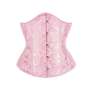 Women’s Jacquard Lace-Up Grommet Eyelet Corset Waist Trainer, Retro Fashionable Front Buckle Underbust Waist Trainer for Daily Wear, Tummy Control Shaper for Women