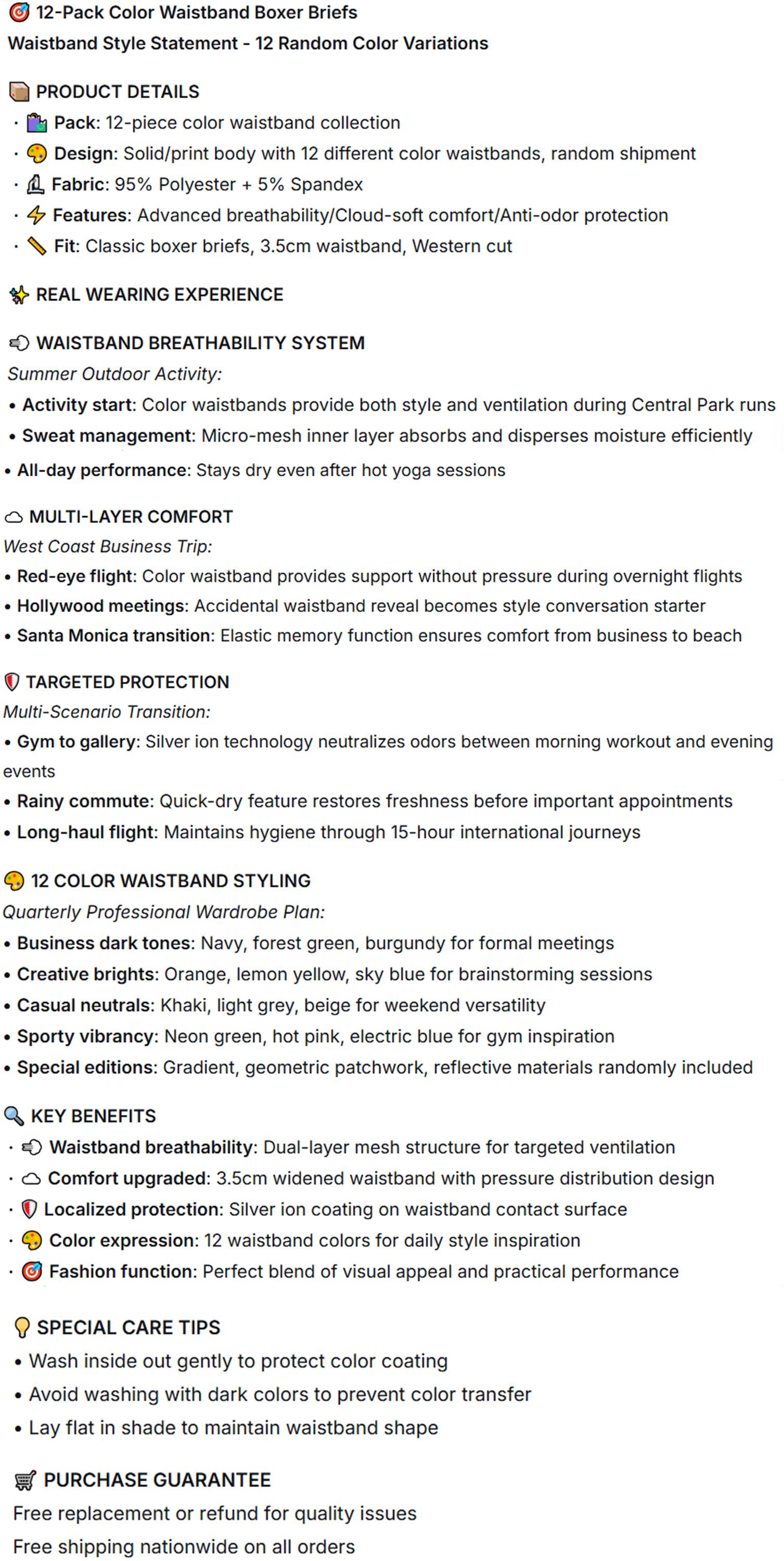 KJFISTMU 12-piece Set of Colorful Belts Men's Boxer Briefs - Unique design, randomly printed long boxer briefs for men (breathable polyester blend, soft and comfortable, machine washable, suitable for teenagers and adults) Men's Stretch Low-Rise Underwear