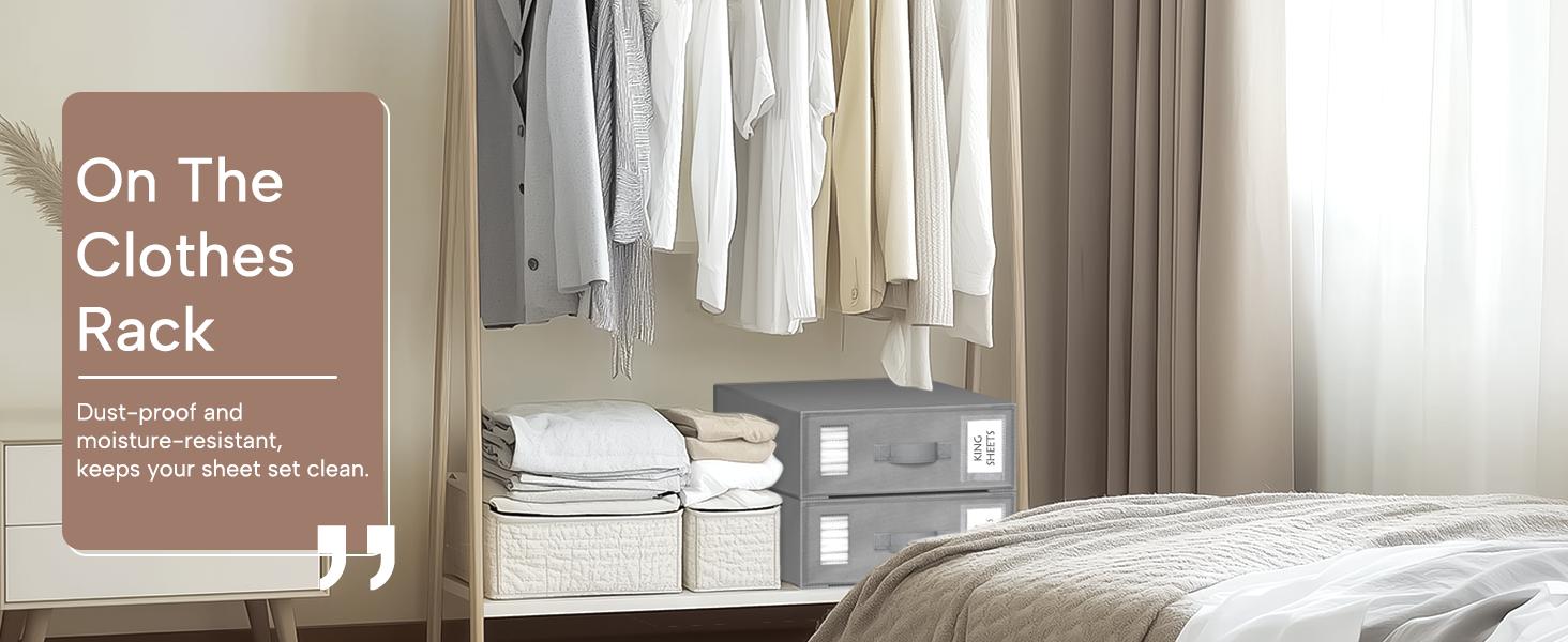 Criusia Foldable Bed Sheet Storage Boxes, Set of 4 | Oxford Fabric Material, Foldable Organizer for Linen Closet, with Transparent Window and Reinforced Handles | Bedding Holder for Sheet Sets (King/Queen Sizes) Organiser