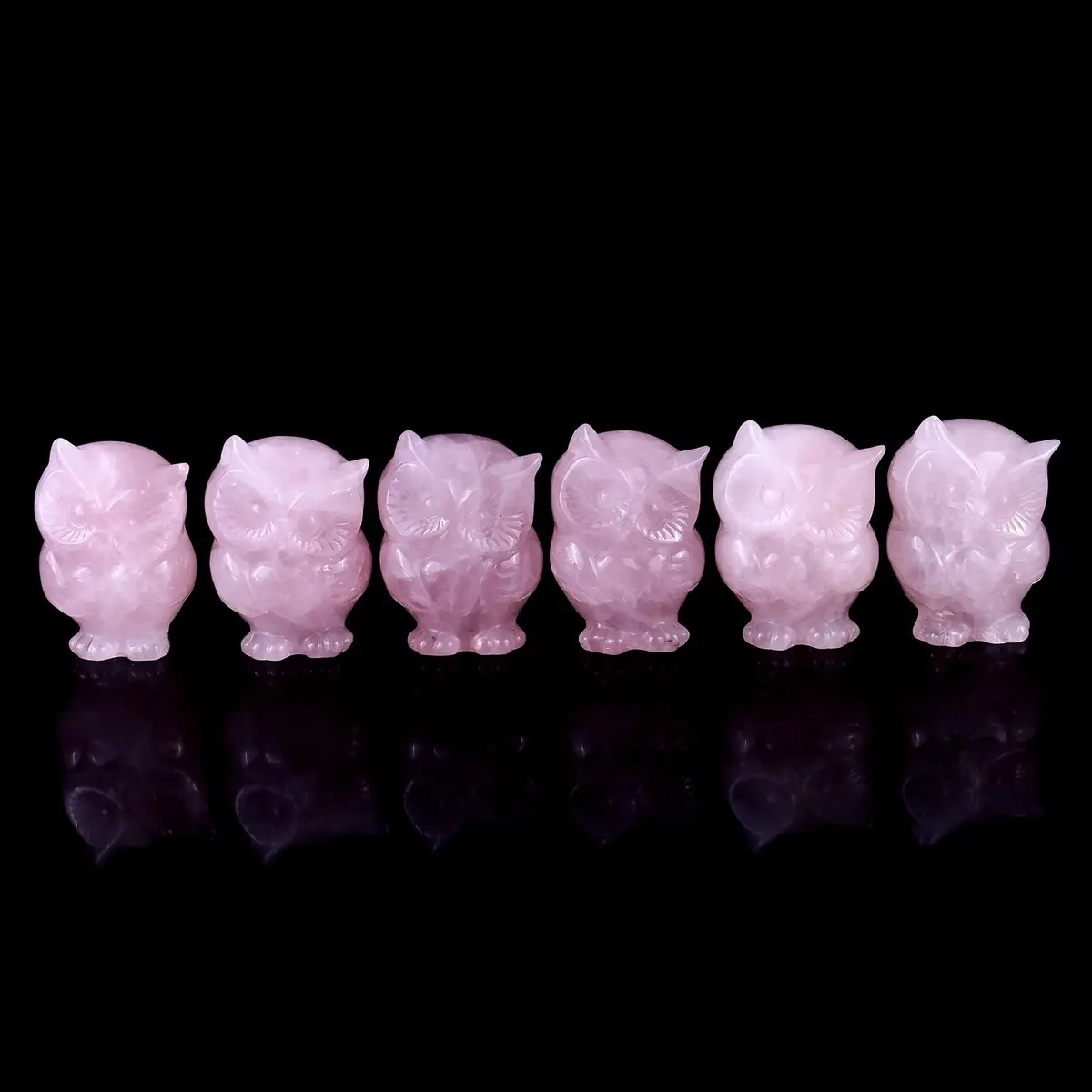 2.0" Rose Quartz Hand Carved Crystal Owl Sculpture $18.00