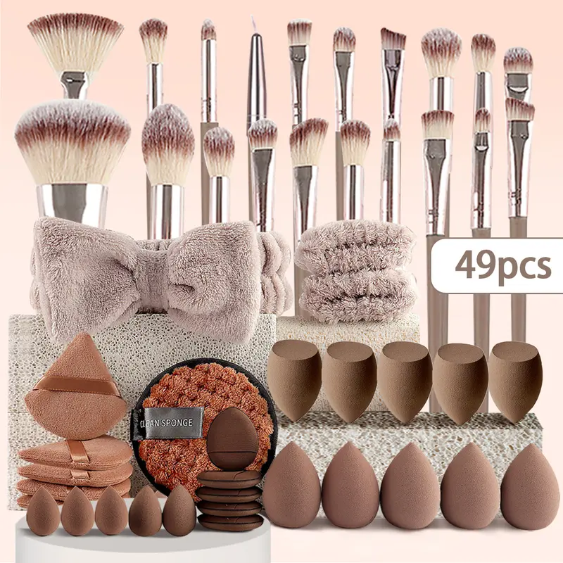 49-Piece New Upgraded Premium Synthetic Cosmeticbrush Set - Brush-Type Brush Sets & Kits with Blending Function for Foundation, Eyeshadow Application, Affordable Price