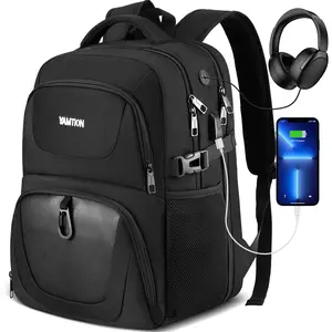 YAMTION 15 Inch Laptop Backpack, Large Capacity Backpack with USB Charging Port & Headphone Jack, Water Resistant Multi-Compartment Bookbag for Teens, College Students, Working Adults, School, Work, Office, Business Trips, Travel & Daily Commute