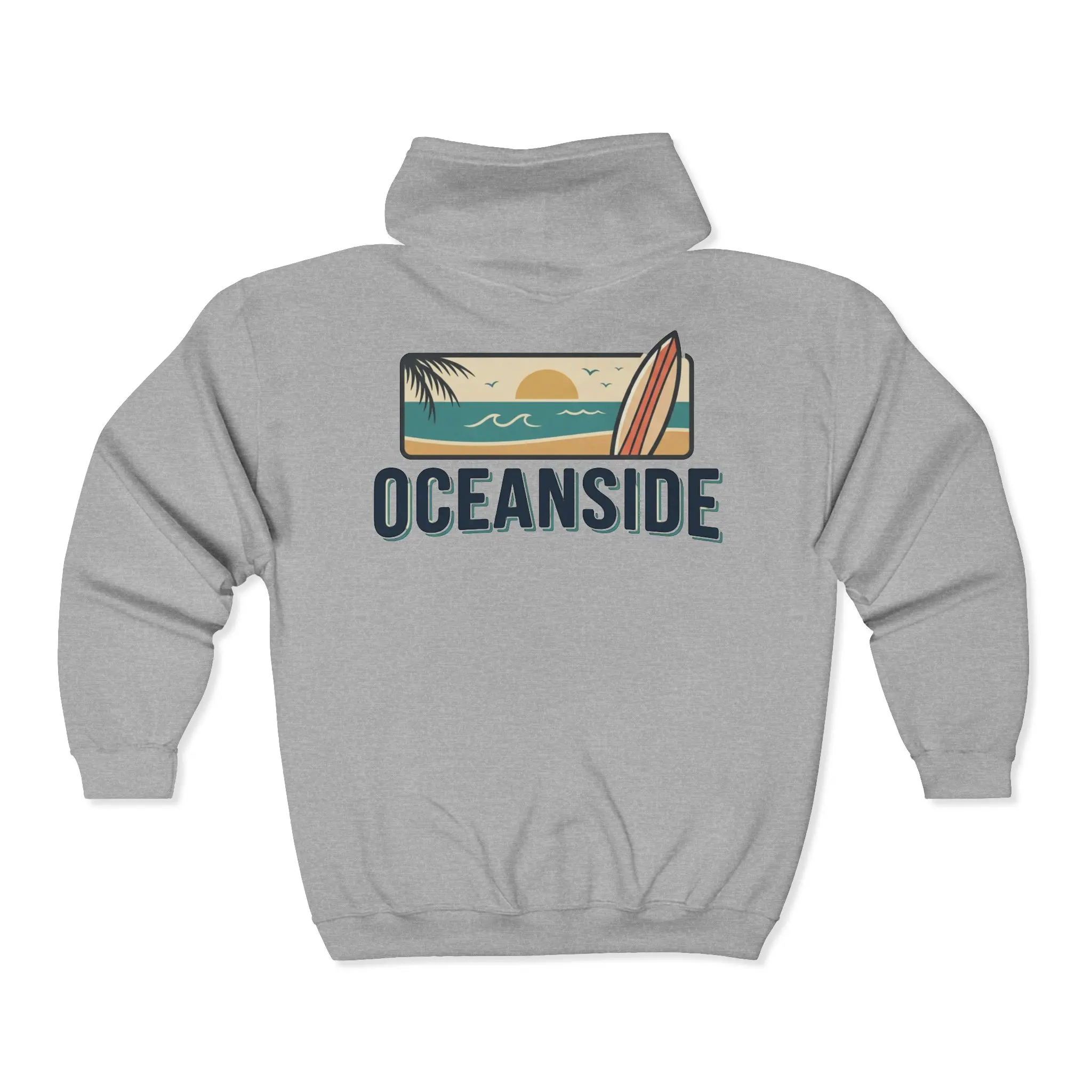 Oceanside Sunset Surfboard Hoodie | Zip Up Sweatshirt
