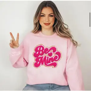 Pink Be Mine Chenille Patch Sweatshirt
