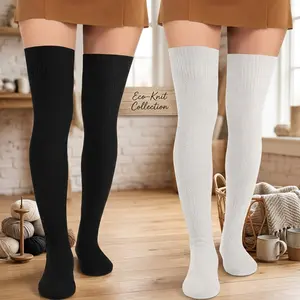 Women's Thigh High Over Knee Boot Socks - 1/2 Pairs Leg Warmers, Soft Stretchy Comfortable Warm Socks Perfect for Winter Fall Season, Fashion Casual Daily Wear, Elastic Top Stay-Up Design for Women Girls
