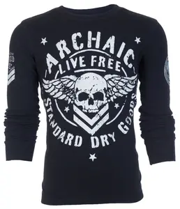 ARCHAIC Mens Long Sleeve STRONG CREST Crewneck THERMAL Shirt