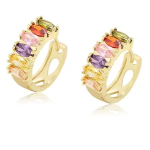 Multicolor Hoop Earrings in 14k Gold Plated
