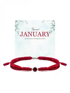 Birthday Stone Gift Bracelet with Purple-Red Cord Braid and Adjustable Silver Tail Beads - December Birthstone Braided Bracelet Adjustable Bracelets