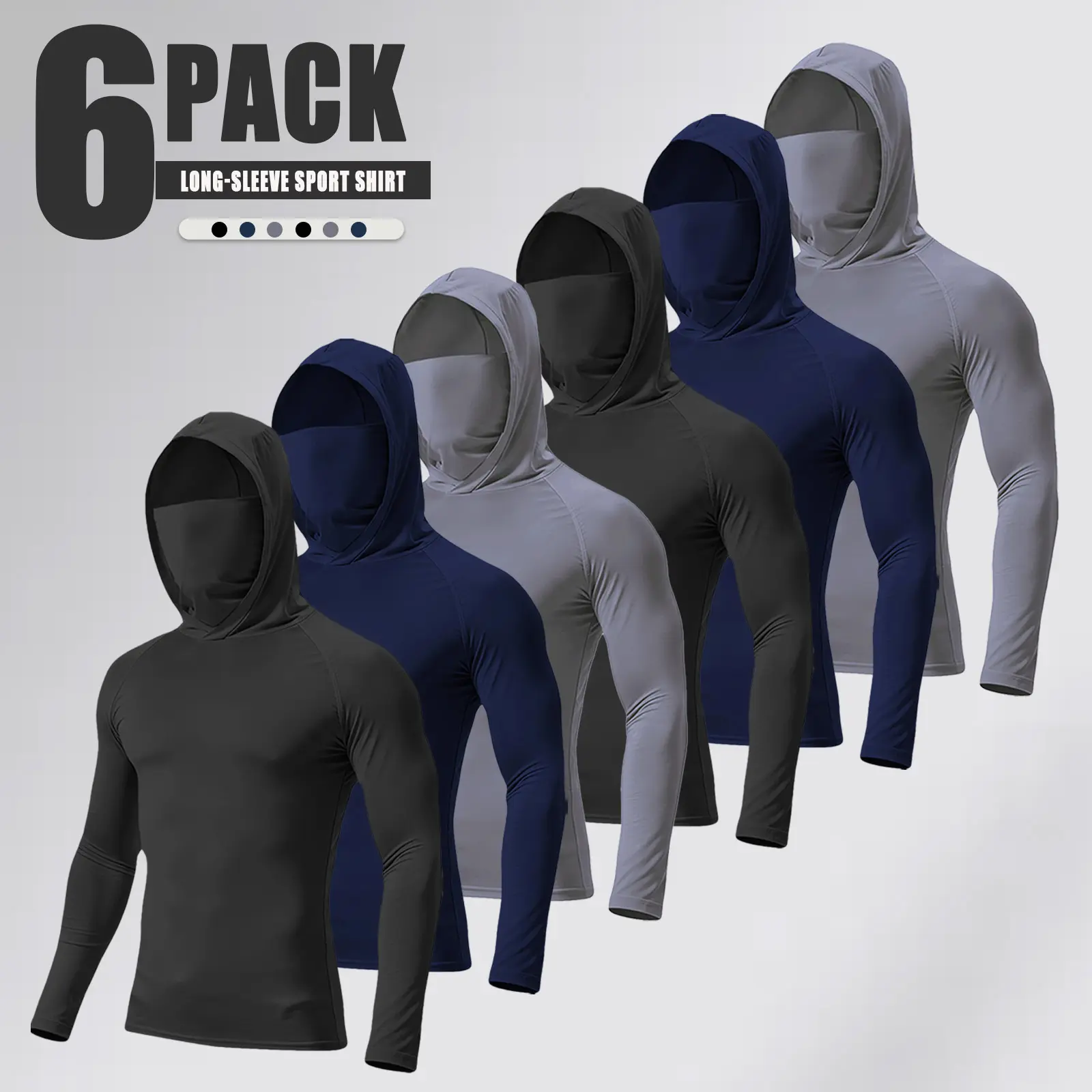 2 black + 2 gray + 2 navy blue.