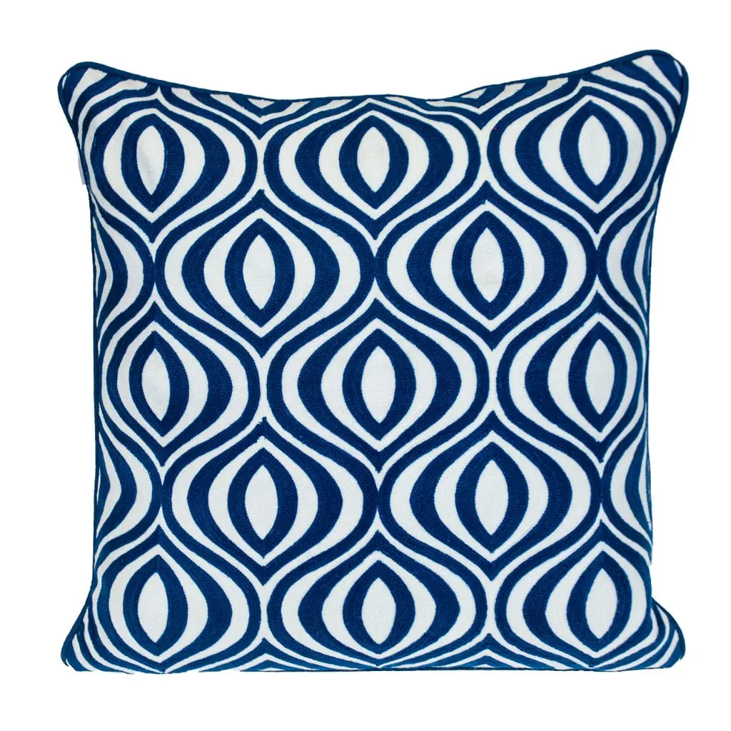 HomeRoots 529290 20x20 in. Soft, Textural Blue Geometric Cotton Zippered Unique Accent Pillow, Comfy Cushions