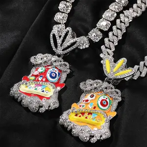 Hip-Hop Cartoon Portrait Pendant | 3D Graffiti  & Cubic Zirconia | Street Style Statement Necklace for Men & Women