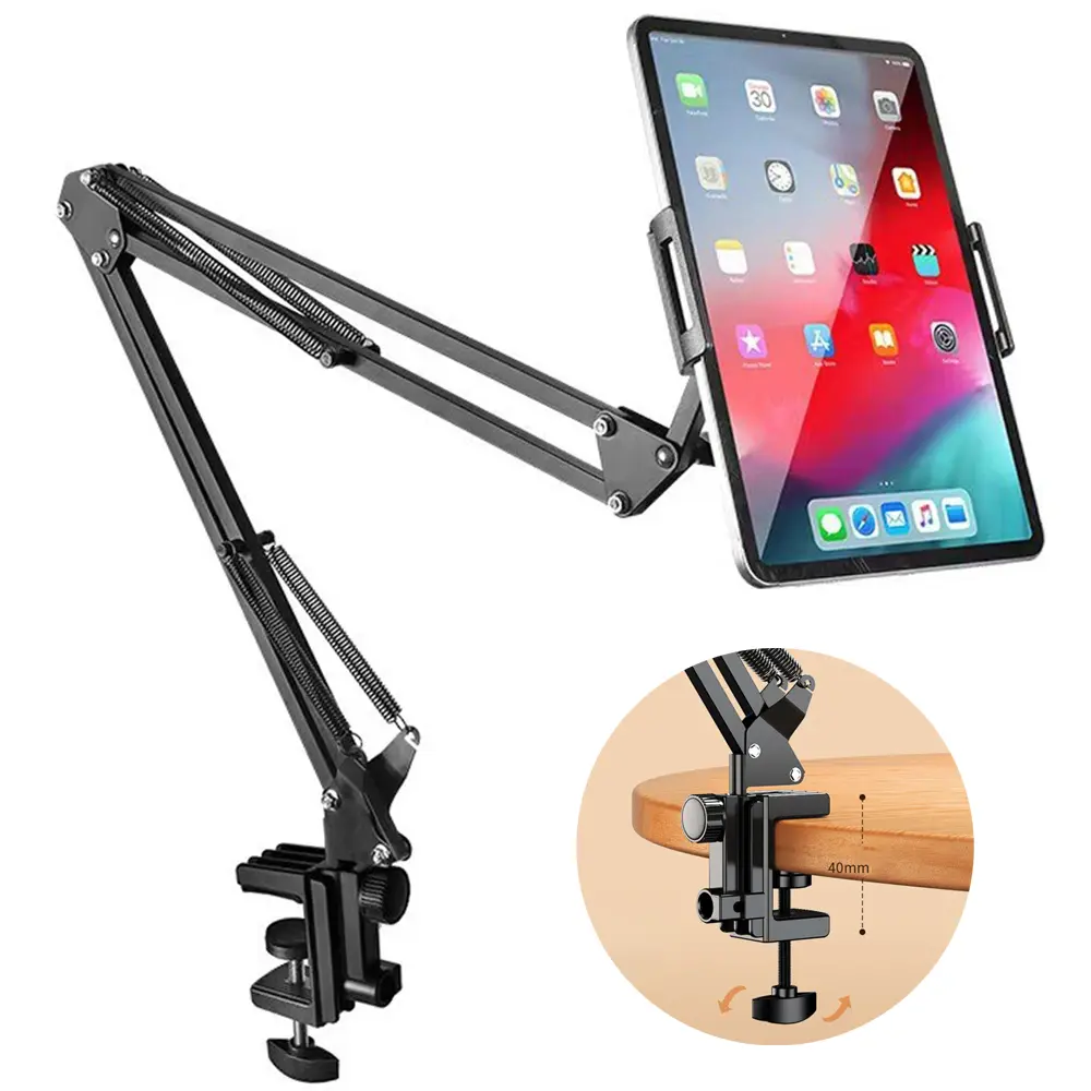 Foldable Tablet Stand, Tablet Mount Adjustable for Bed,Universal Flexible Holder with 360 Degree Rotation for iPad/iPhone/iPad Pro/N-Switch,or Other 4.5~13.5 Inches Devices (Black) o 12.9 Air Mini, Galaxy Tabs, Switch, Compatible with iPhone 17 16 15 Pro
