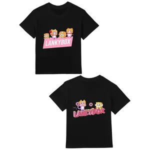 Lankybox  Teen's T-Shirts Round Neck Short Sleeve Shirts Gifts For Boys & Girls Spring & Summer Gifts For Anime Fans