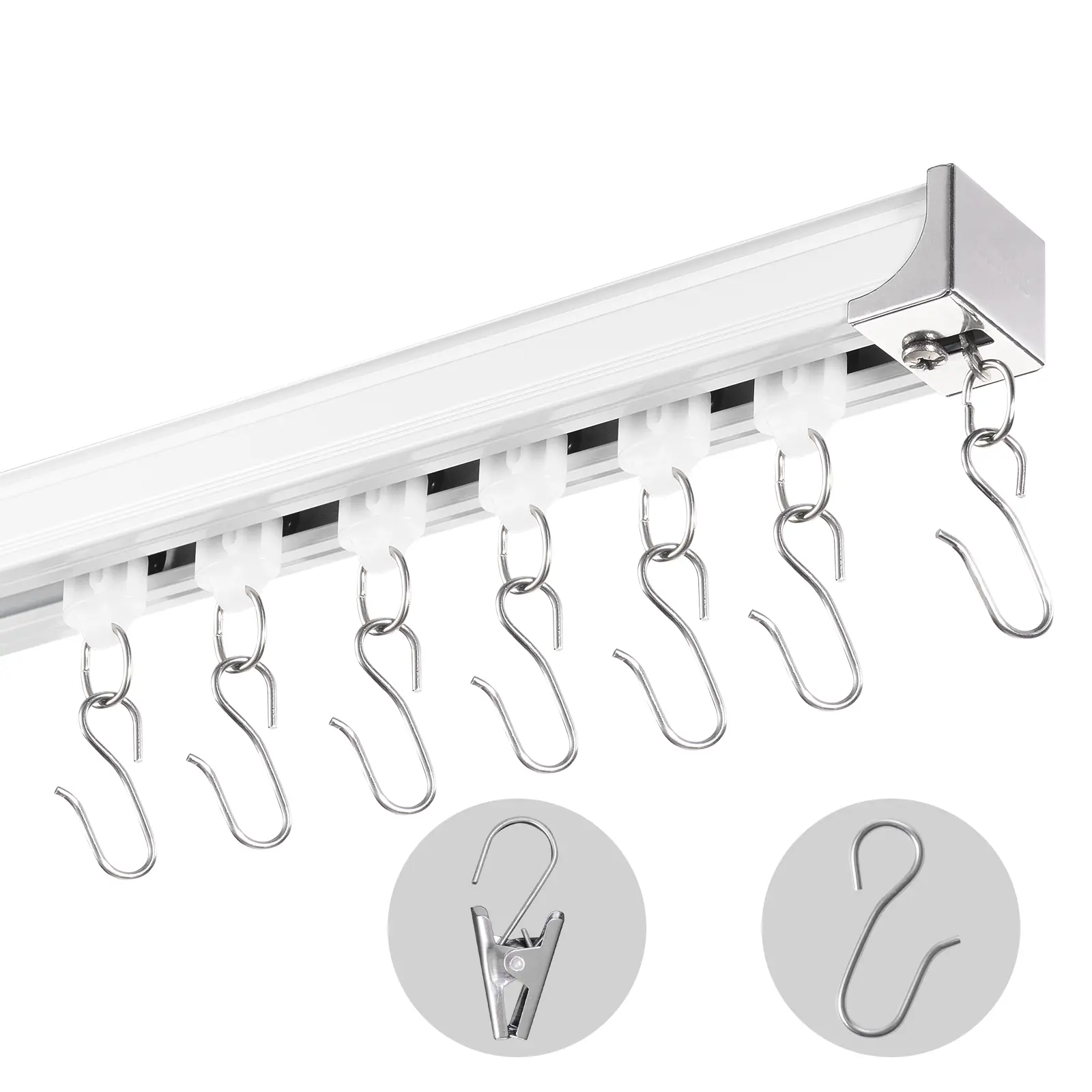 【SummerFinds】VEVOR Ceiling Curtain Track Set, 8.9 FT/2.7 Meter, Sliding Ceiling Track System for Curtains, Room Divider Curtain Track Ceiling/Wall Mounted for Living Room Bedroom with Hooks and Hardware, White