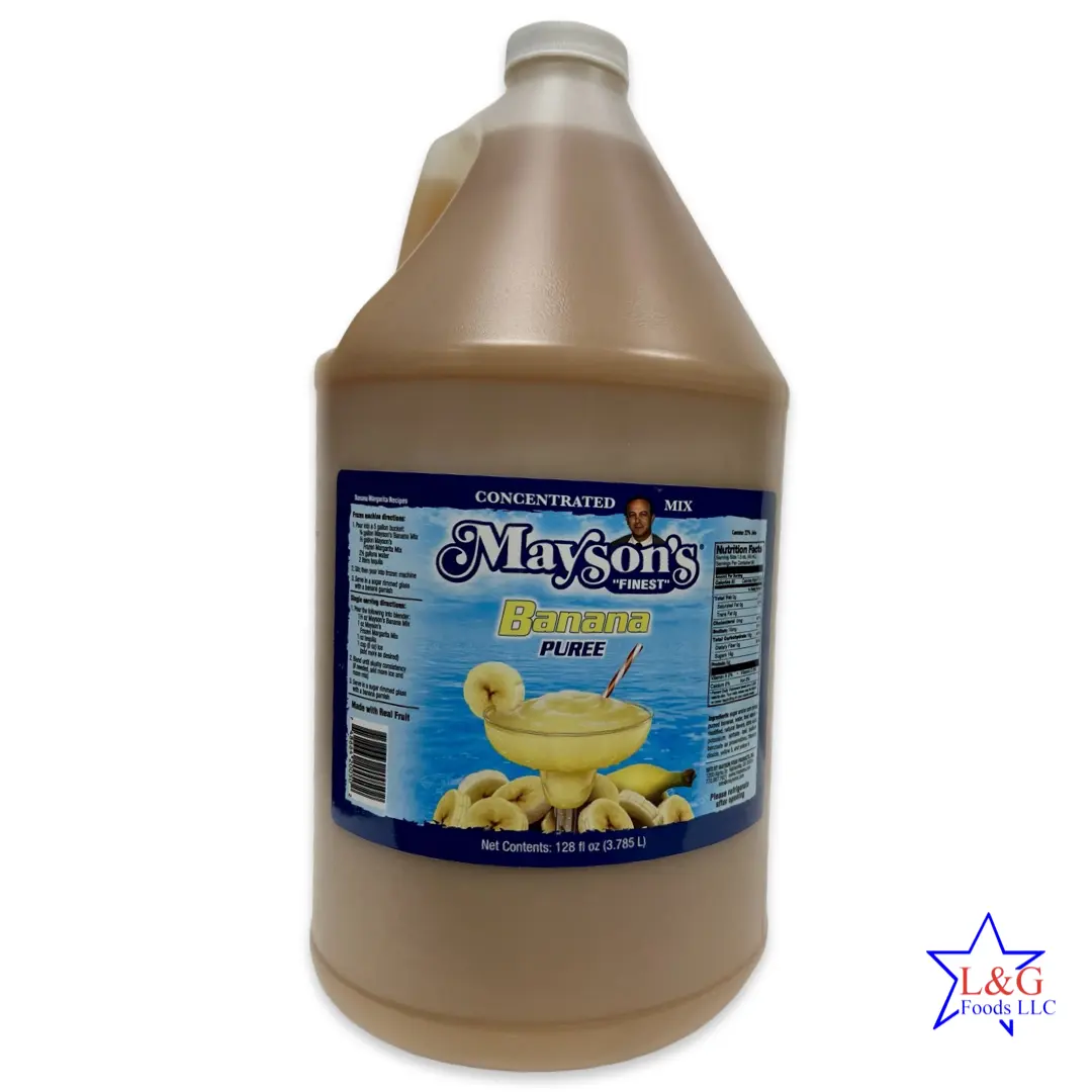 Mayson's - Banana Puree (Restaurant Style) 1 Gallon, makes 85+ Drinks (Greate for Cocktails & Smoothies)