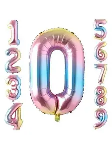 Colorful Number Balloons Number 0 Large Rainbow Gradient Balloons - 40 Inch Helium Balloon for Birthday Decorations Birthday Party Decorations For Girls