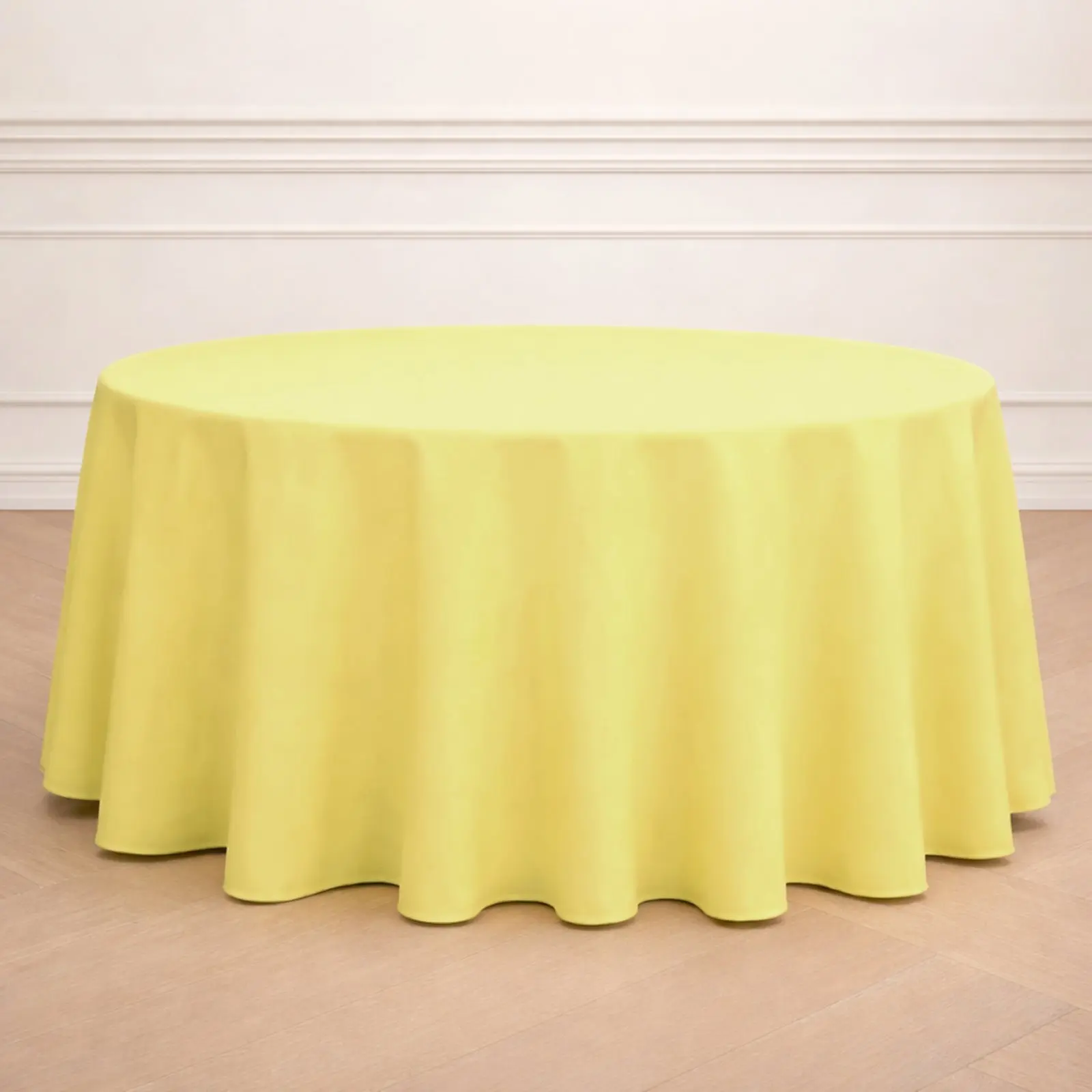 Durable Seamless Polyester Round Tablecloth, 120" Yellow Dining Table Cover - Casual, Easy Setup Tablecloths for Graduation, Outdoor Furniture Tables