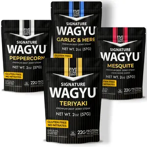 Five Star Wagyu Variety Beef Jerky, Soft & Mouth Melting Tender Jerky, Award-Winning Premium Beef Jerky, No Artificial Ingredients, Premium Gift Snack, Nitrate/Nitrite-Free, Gluten-Free, Wagyu Beef Snacks (4 Pack of 2oz-Total 8oz) Gourmet Beef Jerky