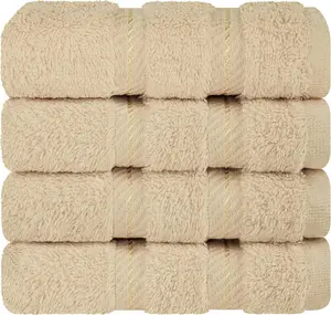 Luxury Turkish Washcloth Set – 4 Pack 100% Cotton 600 GSM Soft Bathroom Face Towels 13x13 Inch Absorbent Wash Cloths Beige 2026