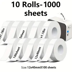 1000pcs Laminated Label Stickers, Home Office Display Organization, Office Supplies, Labels For Printers, Compatible with D30 P15 Hp4 Printers, 160 Labels Per Roll, 12 Rolls