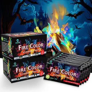 MEKER Fire Color Changing Packets – 12/24 Pack for Fire Pits, Campfires, Bonfires & Outdoor Fireplaces – Perfect Fire Camping Accessories for Kids & Adults, Perfect Gift for Family, Household，St. Patrick's gift