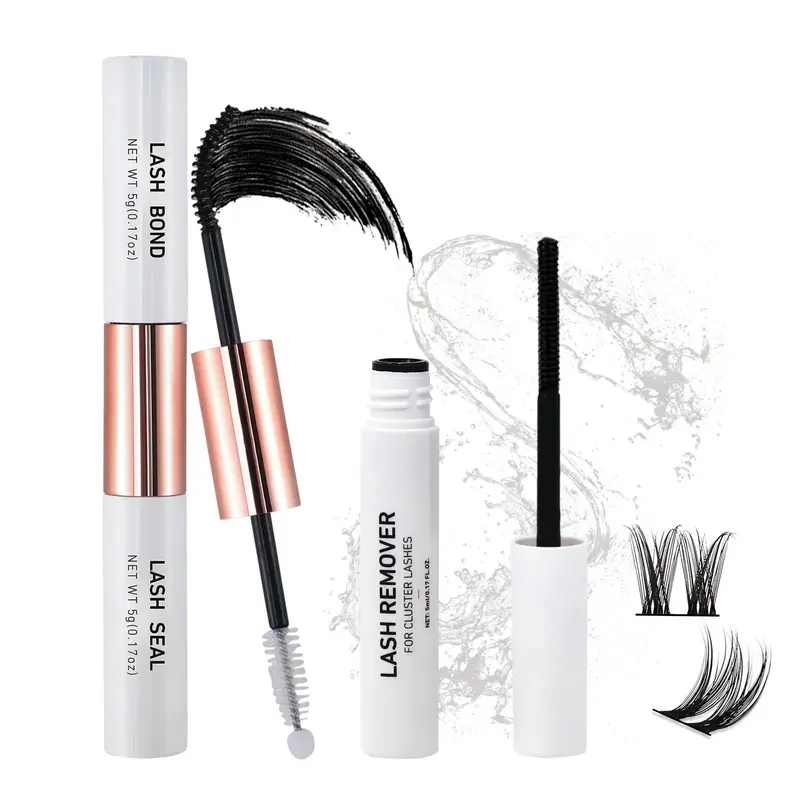 Multi-function Gentle Lash Clusters Glue for Eyelashes Extensions, Summer Eyelash Tools Including 1 Lash Glue & 1 Lash Remover Oil, Flawless Eye Cosmetic, Lash Bond and Seal Eyelash Cluster Glue, Lashes Extension Kit, Valentine's Day Gift