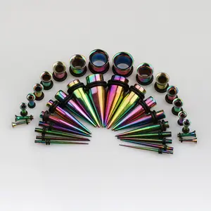 36pcs Stainless Steel Ear Gauge Stretching Kit - Tapers, Plugs, Eyelets Expander Set for Body Piercings, Gift for Men & Women