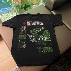 '98 'RAINBOW SIX' PROMO T-SHIRT BLACK, Rainbow Six Vintage Tee, Vintage Gaming Tee, Vintage FPS Gaming Tee, 90s PC Gaming Graphic Tee, 2000s Shirt, Y2k Graphic Tee, Unisex Cotton Crewneck T-Shirt Menswear Womenswear Streetwear Top