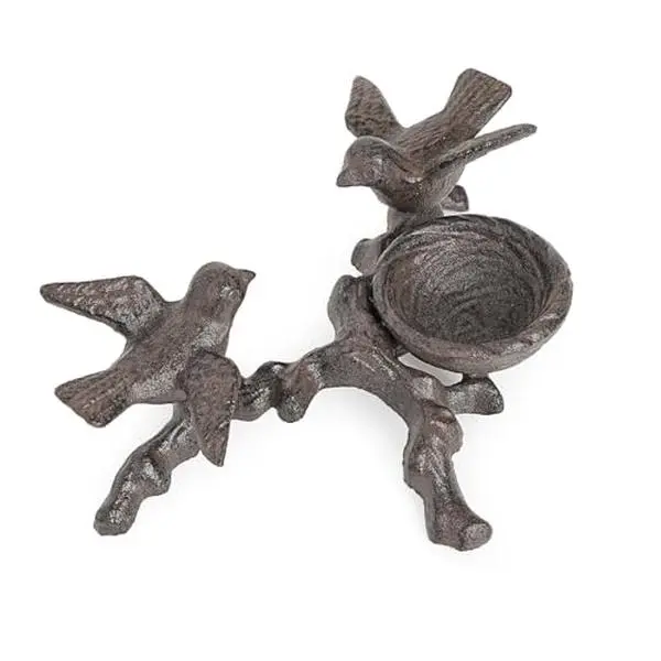 Sungmor Vintage Cast Iron Metal Candle Holder - Bird's Nest & Small Bird Statue Design Candle Stand, Table Decor for Coffee Table Centerpieces & Tabletop Shelves, Birds Nest