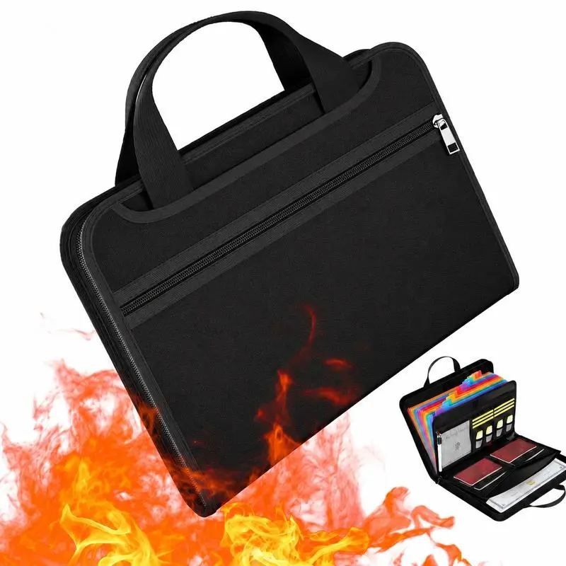 Accordion File Organizer,Fireproof Expanding File Folder with Multi Pockets,13 Pockets Document Organizer with Handle & Labels,Portable Home Travel Safe Storage for Letter A4 Files and More Office Accessories Holder travel organizer bag File Organizer cam