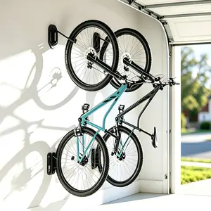 PEGZONE Swivel Bike Wall Mount, Heavy Duty Vertical Bike Rack with Fixed Hooks for Garage Storage, Wall Mounted Bicycle Hangers Holds up to 77 lbs for Indoor, 2 Pack