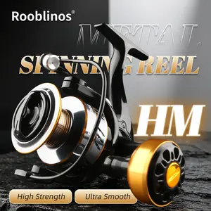 Rooblinos HM Fishing Reel,Spinning Reel,Premium Full Metal Alloy,12KG Drag,Falcon Ergonomic Design,Anti-Twist Body,Ultra Smooth Casting,Gold Silver Black,Round Knob,Freshwater Saltwater,Multiple Sizes HM1000-7000,High Tensile,Durable,Top Seller