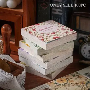 Vintage Floral Journal Paper, Non-Stick Material, 1 Book with 100 Sheets, Retro Note Paper, Ideal for Handwriting and Sketching