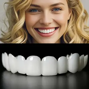 2-piece Set Adjustable Upper & Lower Dentures with Perfectly White Veneers Comfortable Fit for Men & Women Teeth Whitening Smile Confidence Booster Perfect Gift for Special Occasions Oral Decorative Use