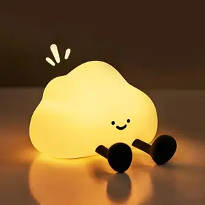 Super cute cloud night light silicone baby room USB rechargeable bedside lamp, 3-speed brightness+intelligent timing function, baby friendly and environmentally friendly design, perfect birthday gift
