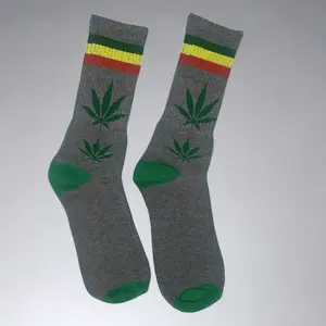 Grey Rasta Leaf Crew Socks