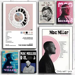 M-Mac MillerR singer Painting Calligraphy Premium Textured Canvas Wall Art Poster – High-Quality Fabric Print with Rich Color & Matte Finish, Modern Aesthetic Decor for Living Room, Bedroom, Office & Creative Interior