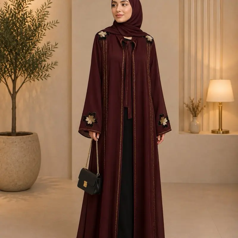 #10 Women's Dubai Luxury 2-Piece Abaya Set with Matching Hijab