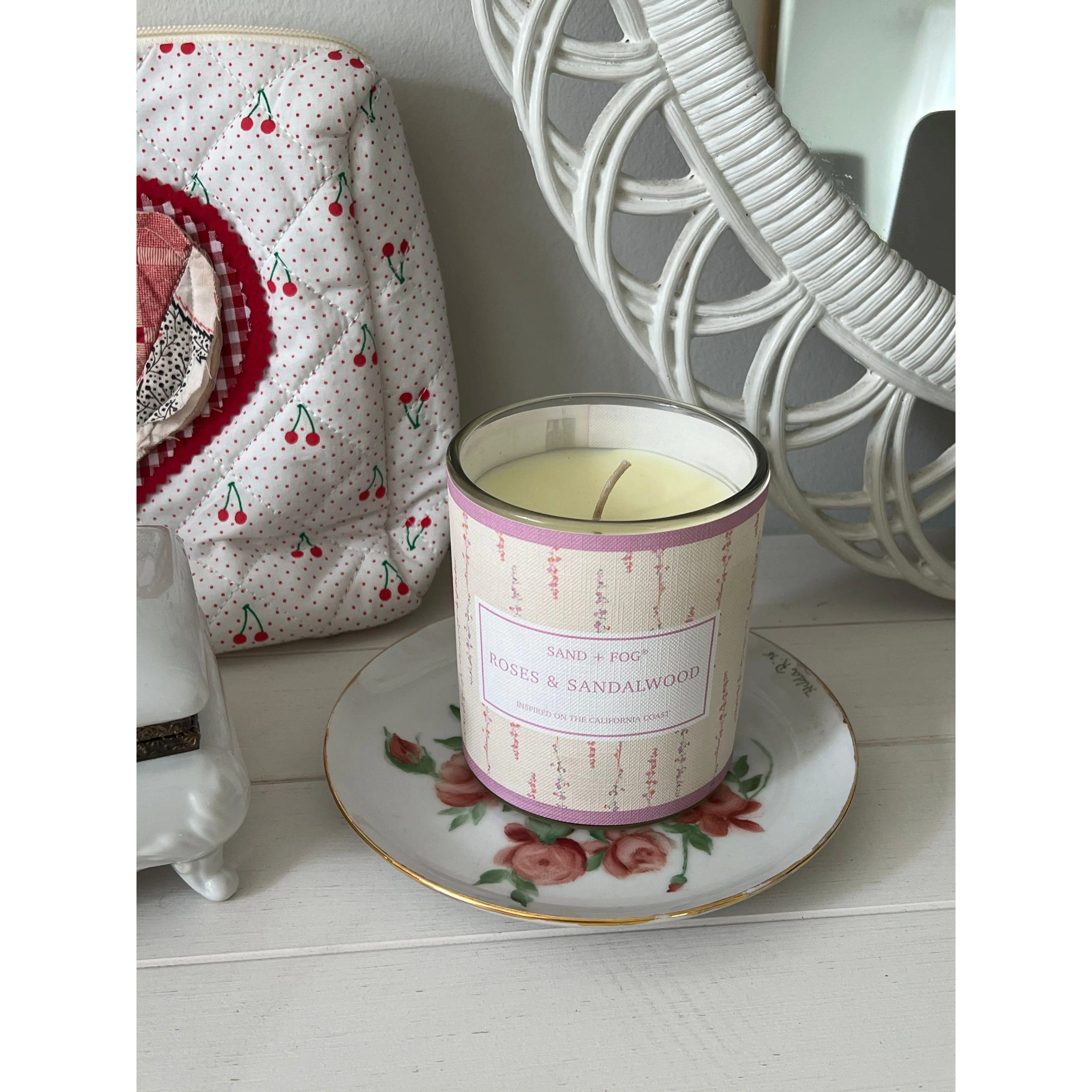 Antique Floral Candle Plate