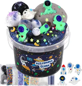 Astronaut Galaxy Slime for Kids, Big Slime Bucket with Clay, Glow in The Dark Slimes Kit for Girls and Boys Ages 8-12, Slimes Party Favors for Birthday Easter, Sensory DIY Toys
