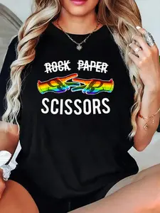 Rock Paper Scissors Lesbian Pride Rainbow LGBT T-Shirt funny graphic tees vintage graphic tees women's shirts