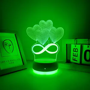 1pc Infinite Love Heart 3D Color Gradient LED Light Backlit Night Light, USB Powered Home Decor Lamp, Ideal Gift for Bedroom Living Room Decoration