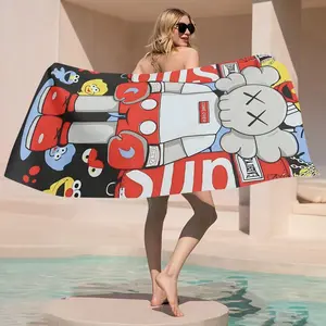 KAWS Amokumi Omich-themed beach towel, perfect for the beach, pool, and outdoor activities.