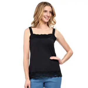 Women's Lacey Trim Cotton Blend Tank Top