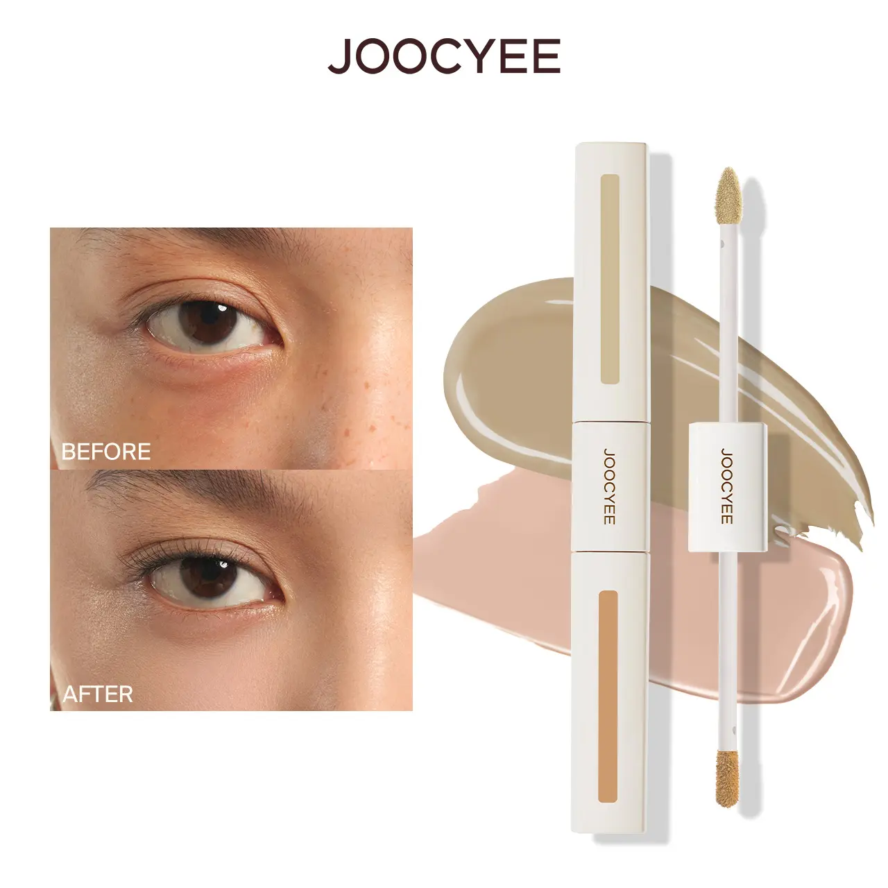 JOOCYEE Airy Wear Double-Sided Concealer - Color Correcting, High-Coverage, Lightweight, Hydrating, Brightening, Blemish & Dark Circle Coverage, Natural Finish, Beginner-Friendly, Multi-Shade, Portable, All Skin Types, Everyday Use, Cosmetic, Color Correc