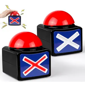 2 Pcs Game Answer Buzzer, Game Buzzer Alarm Sound Play Button with Light Trivia Quiz Got Talent Buzzer Toys for Kids Adult